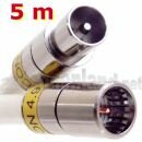 5 m Anschlusskabel IECM auf F-Quick, passend u. a. für Horizon-Box, mit Cabelcon Steckern, 3fach geschirmtem Kabel, PVC weiß, Klasse A