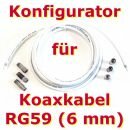 Anschlusskabel aus RG59 (6 mm) SAT + BK Hochleistungs- Kabel für Cabelcon 3.9 Stecker, 110 dB, 3-fach geschirmt, Class A+