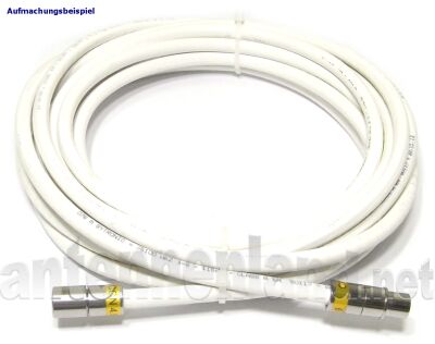 5 m Anschlusskabel IECM auf F-Quick, u. a. passend für Horizon-Box, mit Cabelcon Steckern, 3fach geschirmtem Kabel, PVC weiß, Class A+, 115 dB