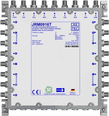 JULTEC JRM0916T - Multischalter 2 Satelliten an 16 Teilnehmer, Betrieb ohne Netzteil