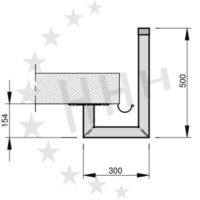 Spezialhalterung für Balkone und Flachdächer 300 x 500 mm,  Ø 48/3 mm, feuerverzinkt