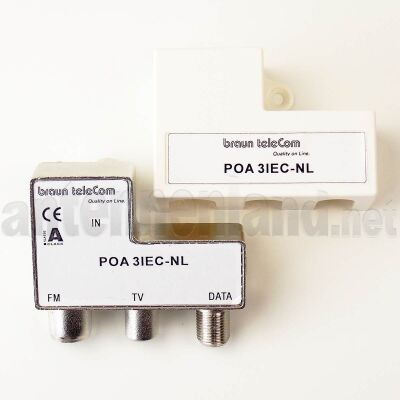 btv POA-3IEC-NL - 3-Port Push-on Adapter für Antennendosen 1x TV auf FM+ TV+ DATA