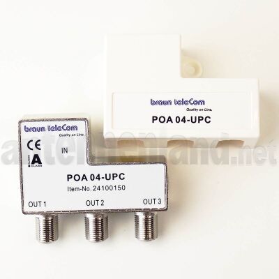 btv POA-04-UPC - 3-fach F-Verteiler / 3-Port Push-on F-Adapter für Multimediadosen, 1xF-Quick-Stecker auf 3xF-Buchse