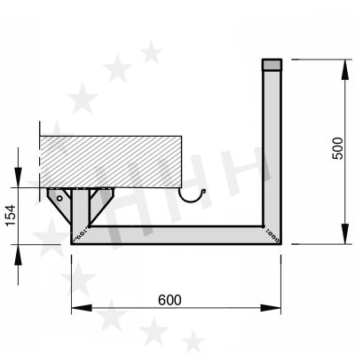 Spezialhalterung für Balkone und Flachdächer 600 x 500 mm,  Ø 60/3 mm, feuerverzinkt