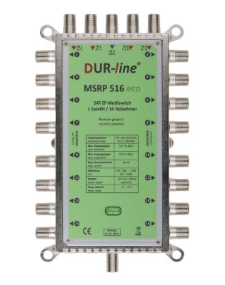 DUR-line Multischalter MSRP 516 eco - 1 Satellit an 16 Teilnehmer, Betrieb ohne Netzteil möglich