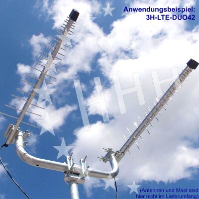 Doppel- Mastausleger für LTE  und WLAN Antennen, Gesamtlänge 55 cm Ø 38 mm, feuerverzinkter Stahl