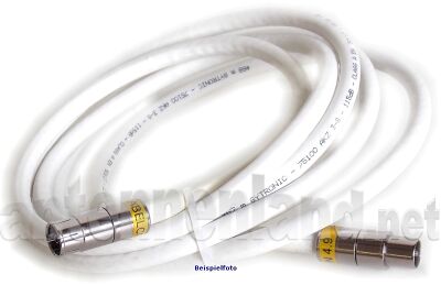 5 m Antennenkabel IECM-IECF mit Cabelcon-Steckern und 3fach geschirmtem Kabel, PVC weiß, Klasse A